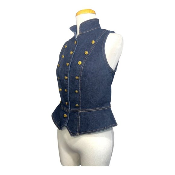 Ralph Lauren Denim Military Style Vest S Double Breasted Gold Buttons 1967 Desig - Picture 7 of 13